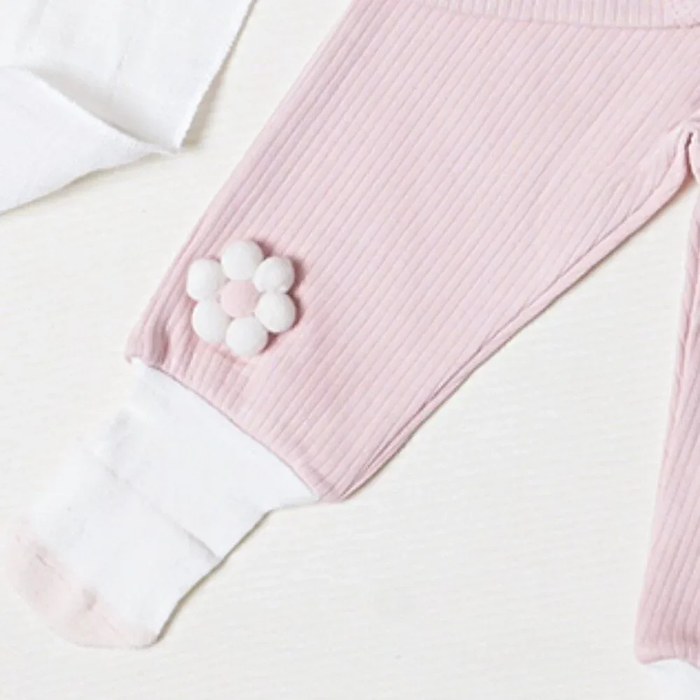 100% Cotton Baby Bodysuit & Pants Set Organic Cotton Pink Wooden Buttons